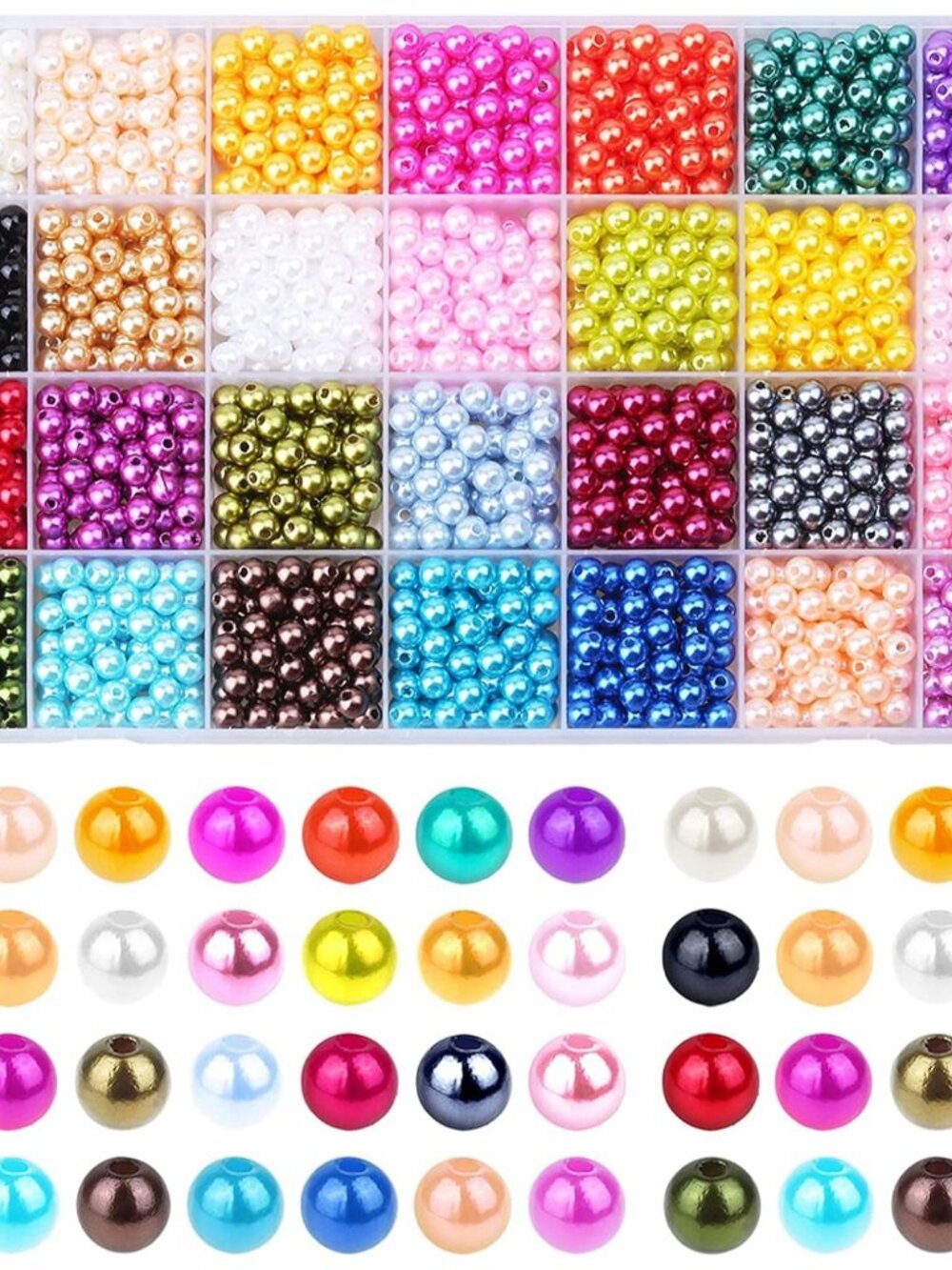 1960PCS Pearl Beads, 6mm 28 Colors Multicolor Loose Pearls for Crafts with Holes